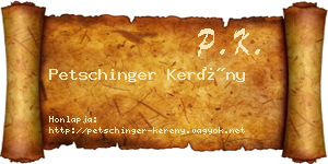 Petschinger Kerény névjegykártya